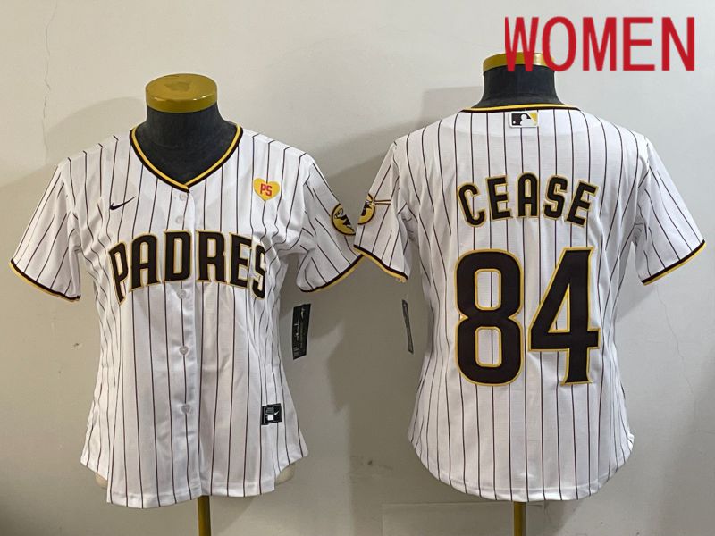 Women San Diego Padres #84 Cease White Stripe Game 2024 Nike MLB Jersey style 11203